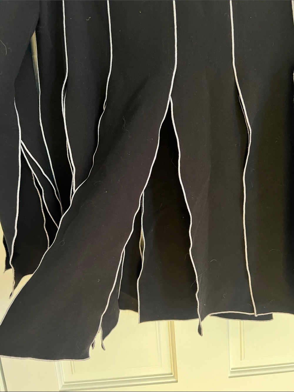 Black Long Sleeve Top with Vertical White Piping - Picture 3 of 3
